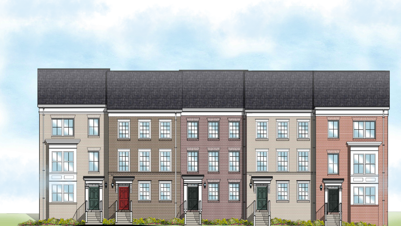 Rendering of five townhomes that will be part of the Glebe View Townhomes